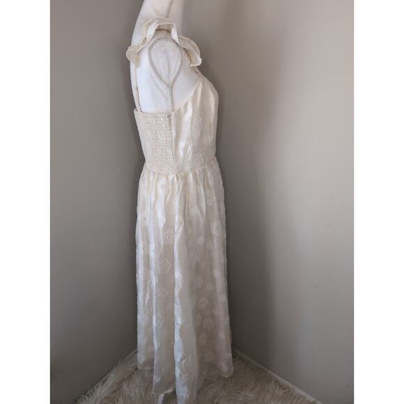 In February ivory retro floral flower boho feminine dress LG - Picture 7 of 9